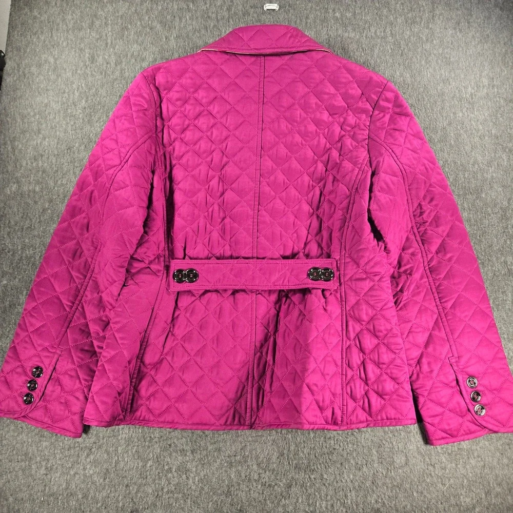Burberry Quilted Jacket Womens Medium Pink Nova Check Lining Button Up Coat
